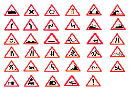 Дорожные знаки тип - треугольные